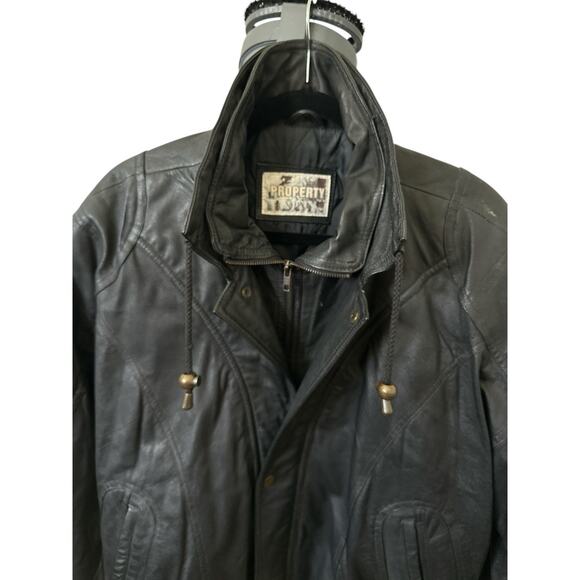 Property vintage black leather bomber jacket from the 1990s with a Size M - Picture 6 of 14